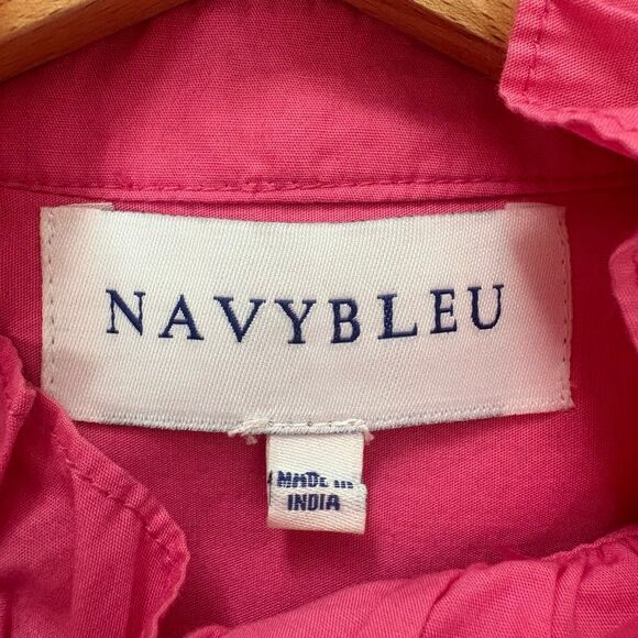 Navyblu Westport Dress Hot Pink Size Small 100% Cotton Popover Ruffle $228.00 - Picture 9 of 10